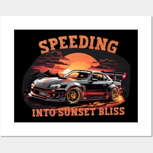 Speeding Into Sunset Bliss Car Posters and Art